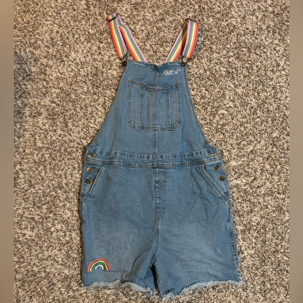 Target Rainbow “Queen” Shorts Overalls